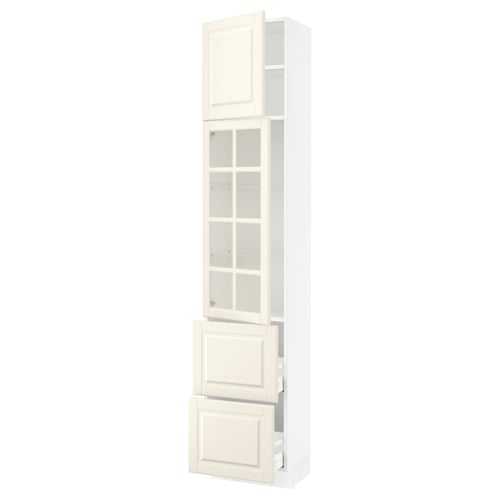 SEKTION / MAXIMERA Gabinete alto 2 puertas 2 cajones, blanco/Bodbyn hueso, 46x37x229 cm