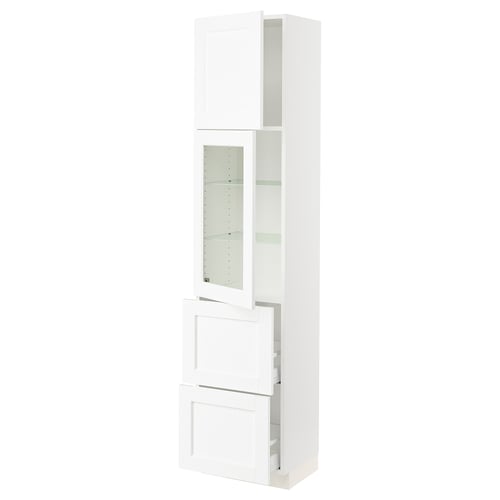 SEKTION / MAXIMERA Gabinete alto 2 puertas 2 cajones, blanco Enköping/blanco efecto madera, 46x37x203 cm