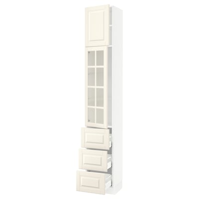 SEKTION / MAXIMERA Gabinete alto 2 puertas 3 cajones, blanco/Bodbyn hueso, 38x37x229 cm