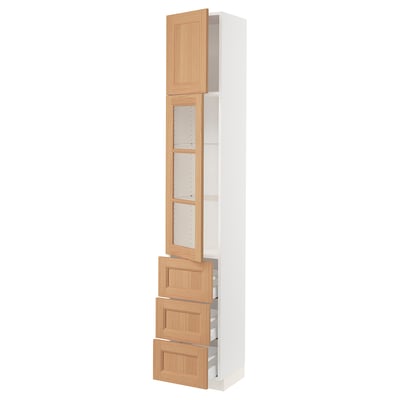 SEKTION / MAXIMERA Gabinete alto 2 puertas 3 cajones, blanco/Vedhamn roble, 38x37x229 cm