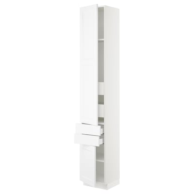 SEKTION / MAXIMERA Gabinete alto 2 puertas 4 cajones, blanco/Axstad blanco mate, 38x37x229 cm