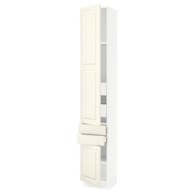SEKTION / MAXIMERA Gabinete alto 2 puertas 4 cajones, blanco/Bodbyn hueso, 38x37x229 cm
