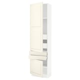 SEKTION / MAXIMERA Gabinete alto 2 puertas 4 cajones, blanco/Bodbyn hueso, 61x37x229 cm