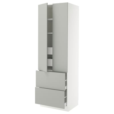 SEKTION / MAXIMERA Gabinete alto 2 puertas 4 cajones, blanco/Havstorp gris claro, 76x61x229 cm
