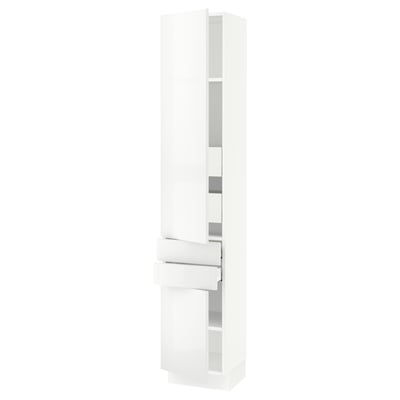 SEKTION / MAXIMERA Gabinete alto 2 puertas 4 cajones, blanco/Ringhult blanco, 38x37x203 cm