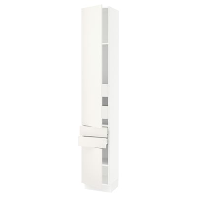 SEKTION / MAXIMERA Gabinete alto 2 puertas 4 cajones, blanco/Veddinge blanco, 38x37x229 cm