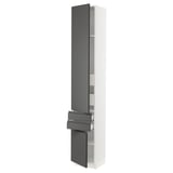 SEKTION / MAXIMERA Gabinete alto 2 puertas 4 cajones, blanco/Voxtorp gris oscuro, 38x37x229 cm