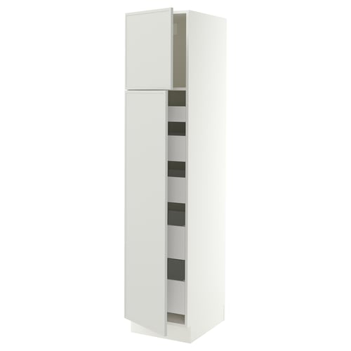 SEKTION / MAXIMERA Gabinete alto 2 puertas 5 cajones, blanco/Aspudden gris claro, 46x61x203 cm