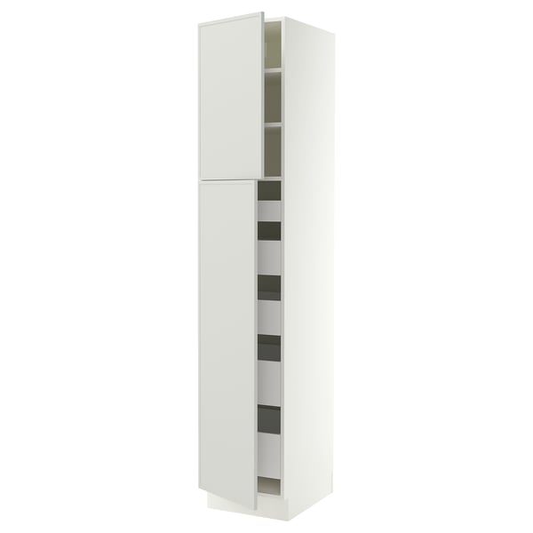 SEKTION / MAXIMERA Gabinete alto 2 puertas 5 cajones, blanco/Aspudden gris claro, 46x61x229 cm