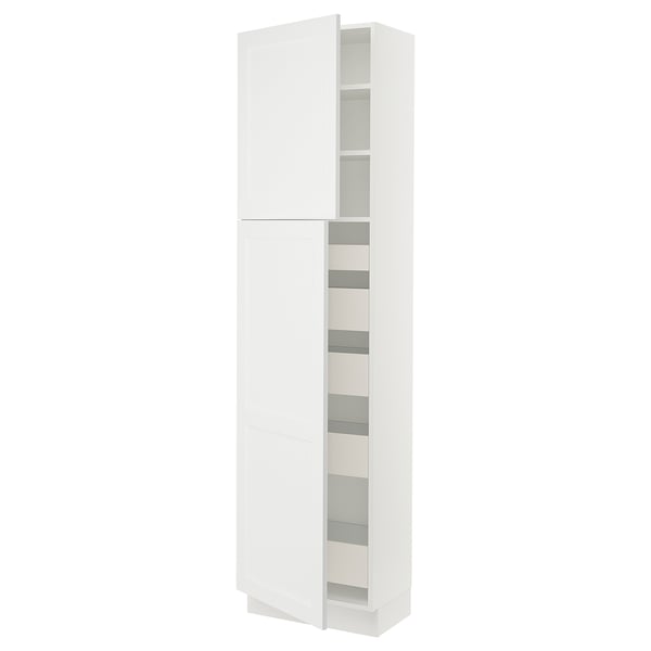 SEKTION / MAXIMERA Gabinete alto 2 puertas 5 cajones, blanco/Axstad blanco mate, 61x37x229 cm