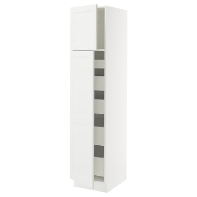 SEKTION / MAXIMERA Gabinete alto 2 puertas 5 cajones, blanco/Axstad blanco mate, 46x61x203 cm