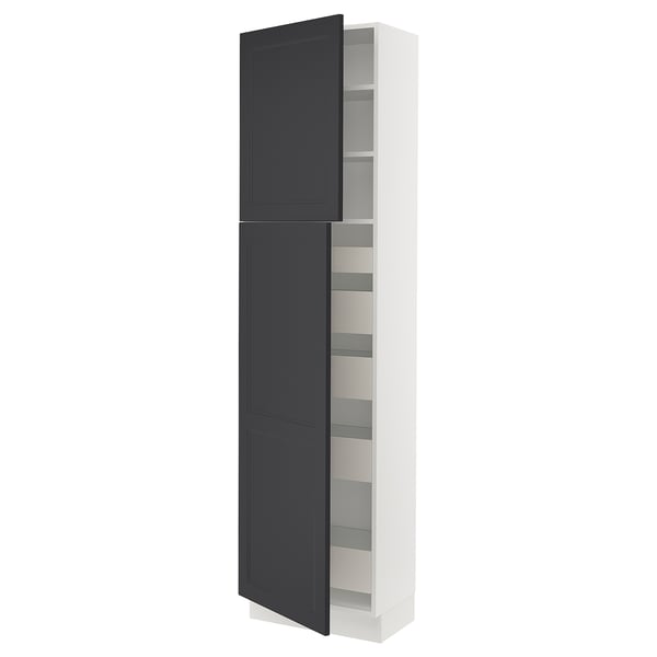 SEKTION / MAXIMERA Gabinete alto 2 puertas 5 cajones, blanco Axstad/mate azul, 61x37x229 cm