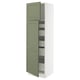 SEKTION / MAXIMERA Gabinete alto 2 puertas 5 cajones, blanco/Axstad verde grisáceo, 61x61x203 cm