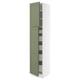 SEKTION / MAXIMERA Gabinete alto 2 puertas 5 cajones, blanco/Axstad verde grisáceo, 46x61x229 cm