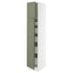 SEKTION / MAXIMERA Gabinete alto 2 puertas 5 cajones, blanco/Axstad verde grisáceo, 38x61x203 cm