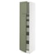 SEKTION / MAXIMERA Gabinete alto 2 puertas 5 cajones, blanco/Axstad verde grisáceo, 46x61x203 cm