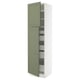 SEKTION / MAXIMERA Gabinete alto 2 puertas 5 cajones, blanco/Axstad verde grisáceo, 61x61x229 cm