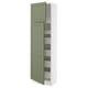 SEKTION / MAXIMERA Gabinete alto 2 puertas 5 cajones, blanco/Axstad verde grisáceo, 61x37x203 cm