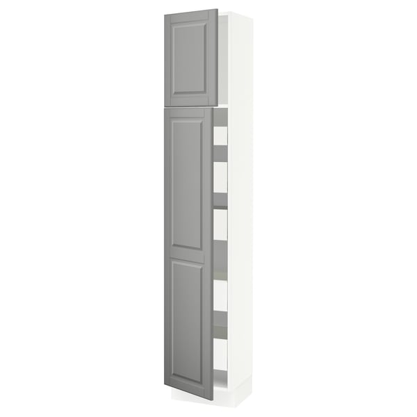 SEKTION / MAXIMERA Gabinete alto 2 puertas 5 cajones, blanco/Bodbyn gris, 38x37x203 cm