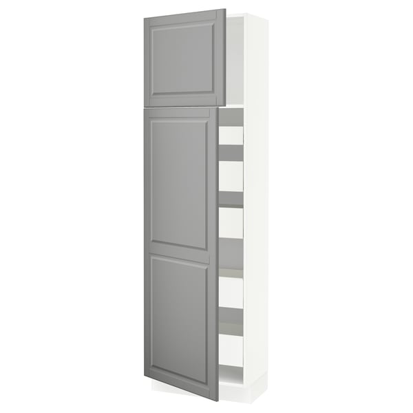 SEKTION / MAXIMERA Gabinete alto 2 puertas 5 cajones, blanco/Bodbyn gris, 61x37x203 cm