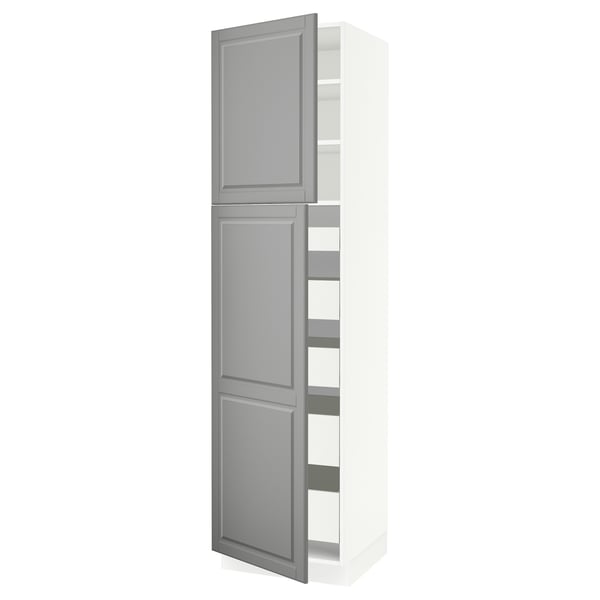 SEKTION / MAXIMERA Gabinete alto 2 puertas 5 cajones, blanco/Bodbyn gris, 61x61x229 cm