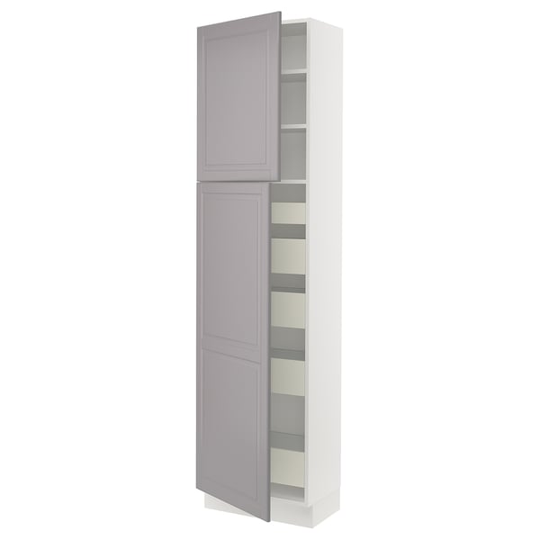 SEKTION / MAXIMERA Gabinete alto 2 puertas 5 cajones, blanco/Bodbyn gris, 61x37x229 cm