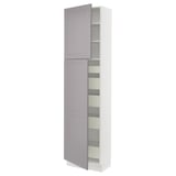 SEKTION / MAXIMERA Gabinete alto 2 puertas 5 cajones, blanco/Bodbyn gris, 61x37x229 cm