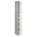 SEKTION / MAXIMERA Gabinete alto 2 puertas 5 cajones, blanco/Bodbyn gris, 38x37x229 cm