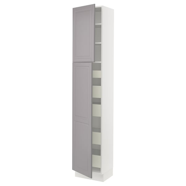SEKTION / MAXIMERA Gabinete alto 2 puertas 5 cajones, blanco/Bodbyn gris, 46x37x229 cm