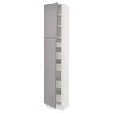 SEKTION / MAXIMERA Gabinete alto 2 puertas 5 cajones, blanco/Bodbyn gris, 46x37x229 cm