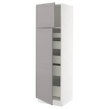 SEKTION / MAXIMERA Gabinete alto 2 puertas 5 cajones, blanco/Bodbyn gris, 61x61x203 cm