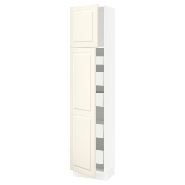 SEKTION / MAXIMERA Gabinete alto 2 puertas 5 cajones, blanco/Bodbyn hueso, 46x37x203 cm