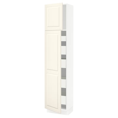 SEKTION / MAXIMERA Gabinete alto 2 puertas 5 cajones, blanco/Bodbyn hueso, 46x37x203 cm