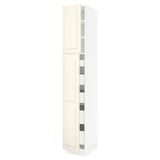 SEKTION / MAXIMERA Gabinete alto 2 puertas 5 cajones, blanco/Bodbyn hueso, 38x61x229 cm