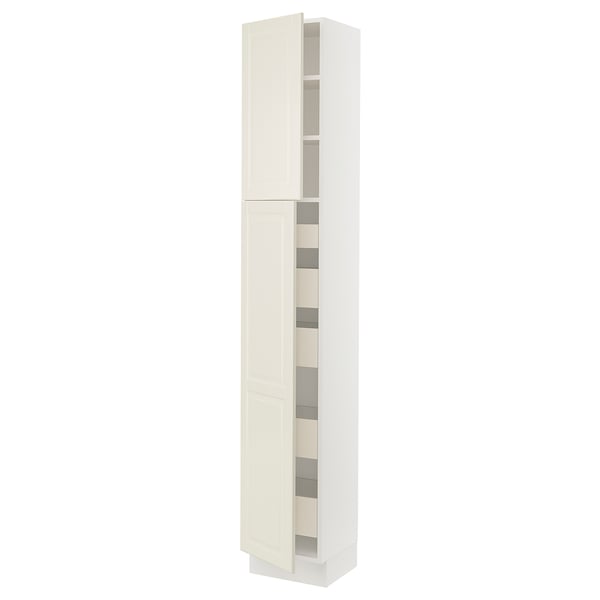 SEKTION / MAXIMERA Gabinete alto 2 puertas 5 cajones, blanco/Bodbyn hueso, 38x37x229 cm