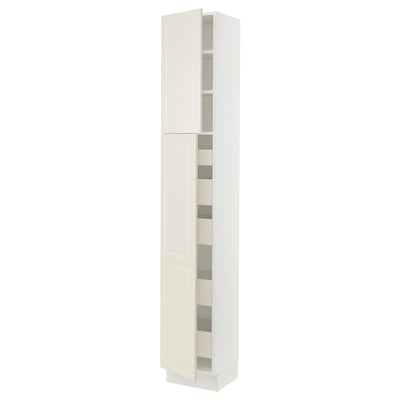 SEKTION / MAXIMERA Gabinete alto 2 puertas 5 cajones, blanco/Bodbyn hueso, 38x37x229 cm