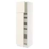 SEKTION / MAXIMERA Gabinete alto 2 puertas 5 cajones, blanco/Bodbyn hueso, 61x61x203 cm