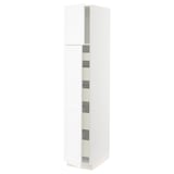 SEKTION / MAXIMERA Gabinete alto 2 puertas 5 cajones, blanco Enköping/blanco efecto madera, 38x61x203 cm