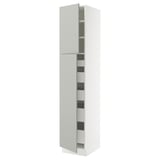 SEKTION / MAXIMERA Gabinete alto 2 puertas 5 cajones, blanco/Havstorp gris claro, 46x61x229 cm