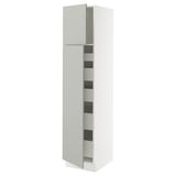 SEKTION / MAXIMERA Gabinete alto 2 puertas 5 cajones, blanco/Havstorp gris claro, 46x61x203 cm