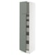 SEKTION / MAXIMERA Gabinete alto 2 puertas 5 cajones, blanco/Nickebo Verde grisáceo mate, 46x61x203 cm