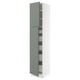 SEKTION / MAXIMERA Gabinete alto 2 puertas 5 cajones, blanco/Nickebo Verde grisáceo mate, 46x61x229 cm