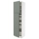 SEKTION / MAXIMERA Gabinete alto 2 puertas 5 cajones, blanco/Nickebo Verde grisáceo mate, 61x61x229 cm