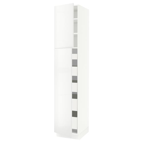 SEKTION / MAXIMERA Gabinete alto 2 puertas 5 cajones, blanco/Ringhult blanco, 46x61x229 cm