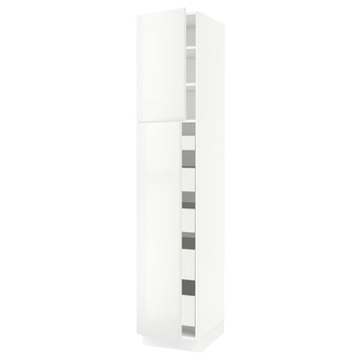 SEKTION / MAXIMERA Gabinete alto 2 puertas 5 cajones, blanco/Ringhult blanco, 46x61x229 cm