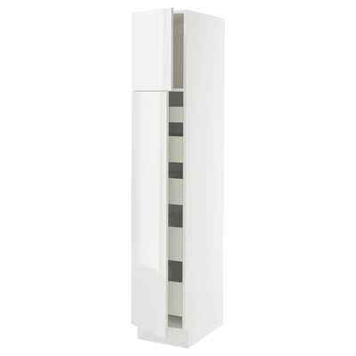 SEKTION / MAXIMERA Gabinete alto 2 puertas 5 cajones, blanco/Ringhult blanco, 38x61x203 cm