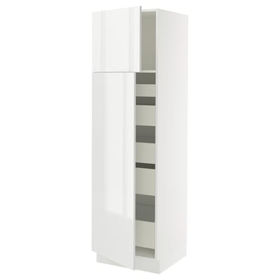SEKTION / MAXIMERA Gabinete alto 2 puertas 5 cajones, blanco/Ringhult blanco, 61x61x203 cm