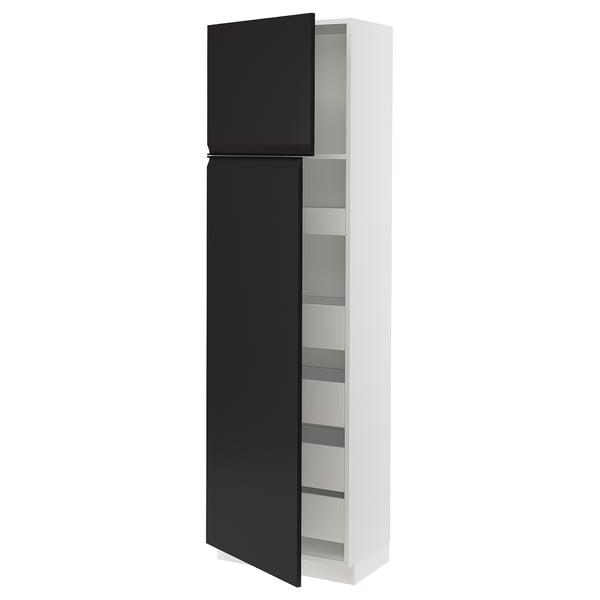 SEKTION / MAXIMERA Gabinete alto 2 puertas 5 cajones, blanco/Upplöv Carbón mate, 61x37x203 cm