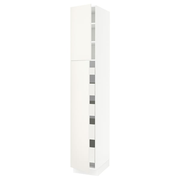 SEKTION / MAXIMERA Gabinete alto 2 puertas 5 cajones, blanco/Veddinge blanco, 38x61x229 cm
