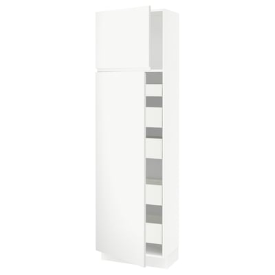 SEKTION / MAXIMERA Gabinete alto 2 puertas 5 cajones, blanco/Voxtorp blanco mate, 61x37x203 cm